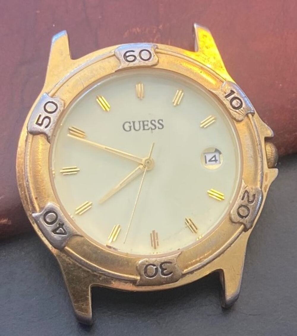 VTG Unisex 38mm Gold Tone Guess 1995 Watch, Date